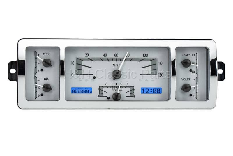 Dakota Digital VHX Gauge System Silver Alloy Blue
