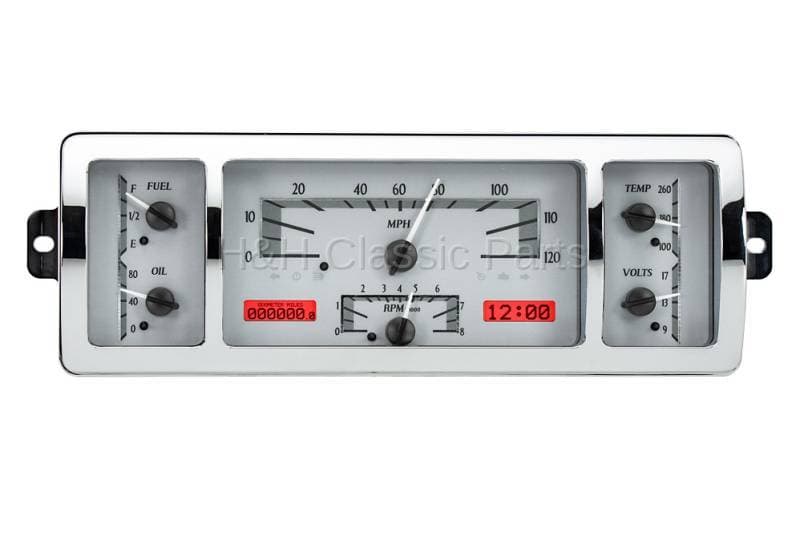 Dakota Digital VHX Gauge System Silver Alloy Red