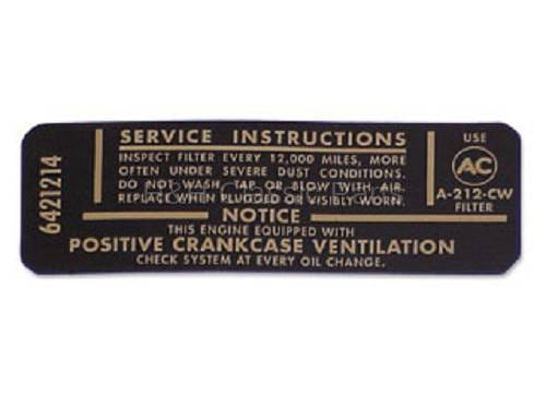Air Cleaner Service Decal