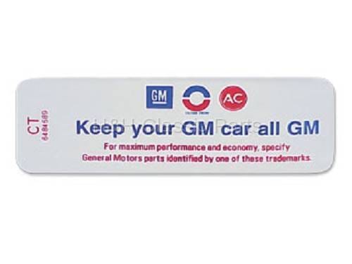 Keep Your GM all GM Air Cleaner Decal