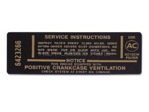 Air Cleaner Service Decal