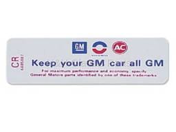 Keep Your GM all GM Air Cleaner Decal
