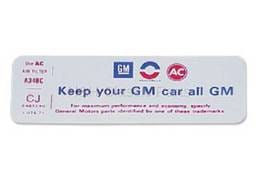 Keep Your GM all GM Air Cleaner Decal