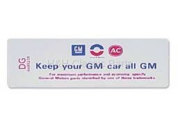 Keep Your GM all GM Air Cleaner Decal