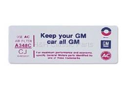 Keep Your GM all GM Air Cleaner Decal