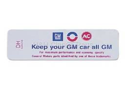 Keep Your GM all GM Air Cleaner Decal