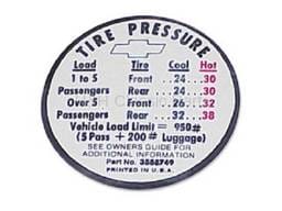 Tire Pressure Decal