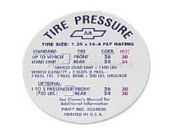 Tire Pressure Decal