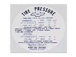 Tire Pressure Decal