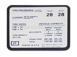 Tire Pressure Decal