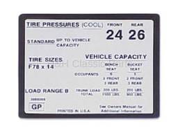 Tire Pressure Decal