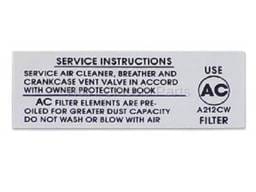 Air Cleaner Service Decal