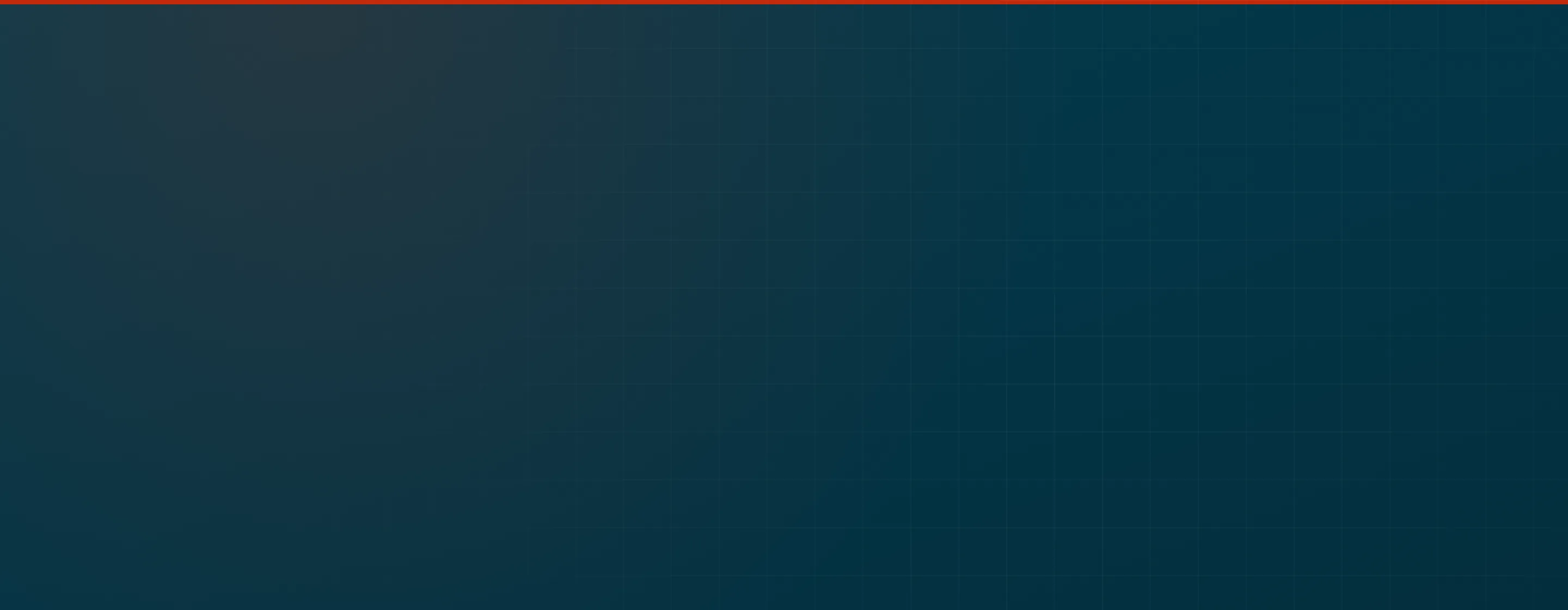 Teal blueprint-grid backdrop with a red accent rule